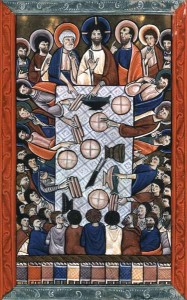Dessins anglais - La multiplication des pains de psautier Folio 66 de Munich