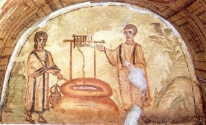 Jesus et la Samaritaine au puits de Jacob, catacombes de Rome
